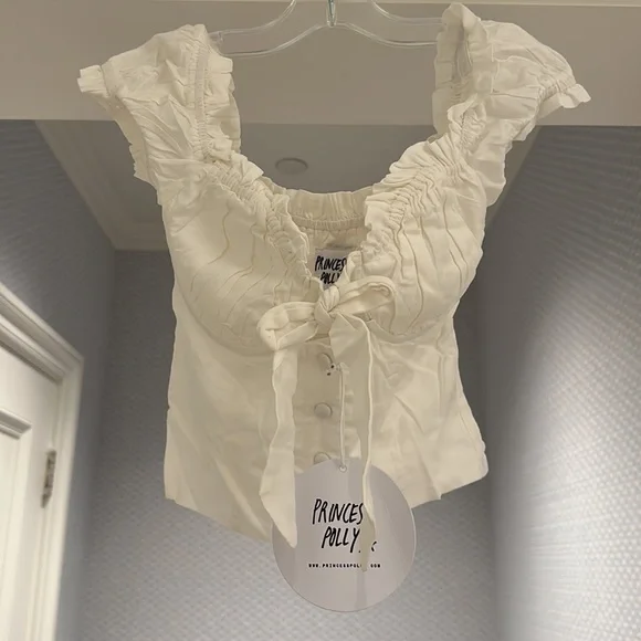 Elouise Crop Top White, Princess Polly size 0 - Picture 2 of 3